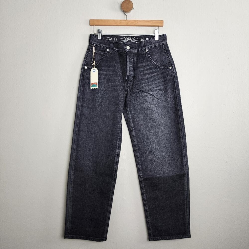 AG Adriano Goldschmied Mantra Barrel Wide Leg Coated Black Jeans Onyx NWT 27